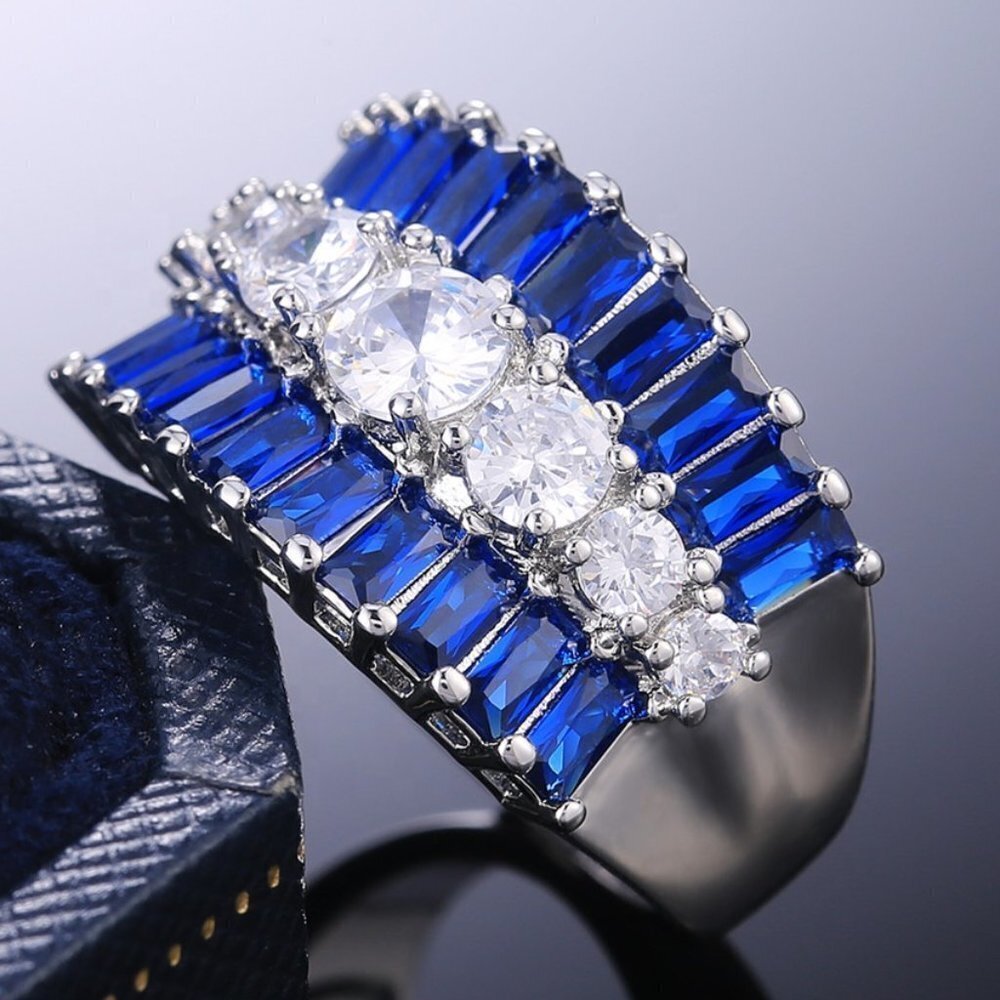 💥 Fashion Eternity Trendy Full Around Sapphire Beautiful Ring for Women,PD456 - Picture 2 of 10